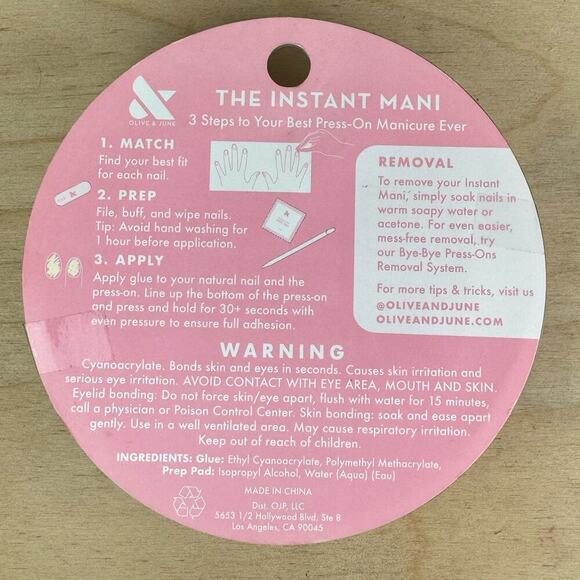 Olive & June The Instant Mani SHORT SWIRL DESIGN PINK Press On FREE SHIP - Picture 2 of 2